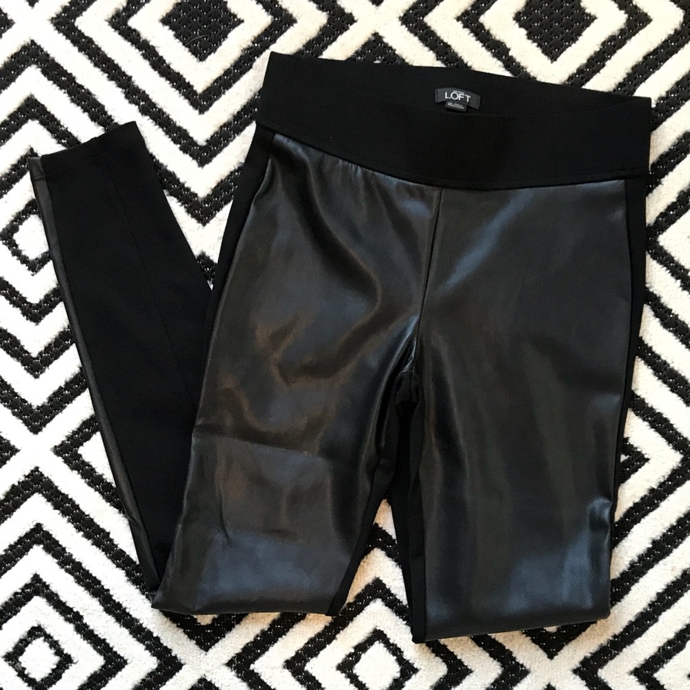 Loft | Faux Leather Ponte Pants